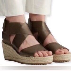 Eileen Fisher Metallic Bronze Willow Espadrille Wedge Sandal Size 8.5